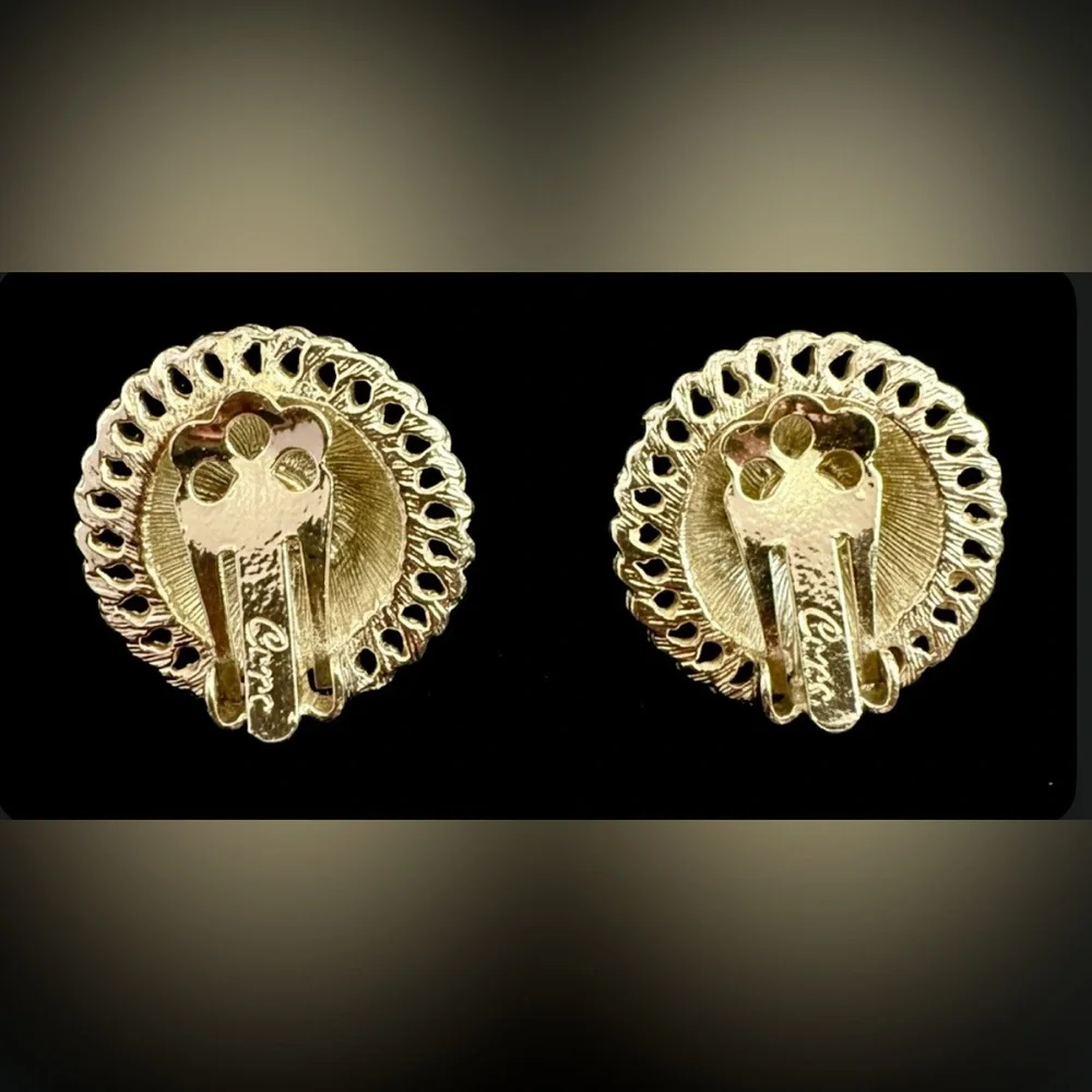 Vintage Coro Silver Tone Clip On Earrings 1” MCM Spiral Statement